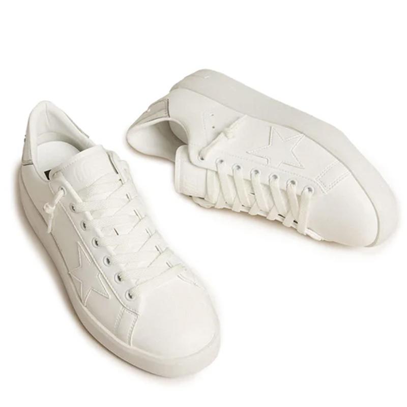 Opp France Silver Tail Women’s White Lace-up Shoes All-match Simple Casual Shoes