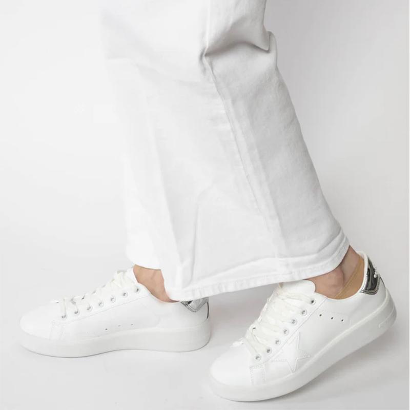 Opp France Silver Tail Women’s White Lace-up Shoes All-match Simple Casual Shoes