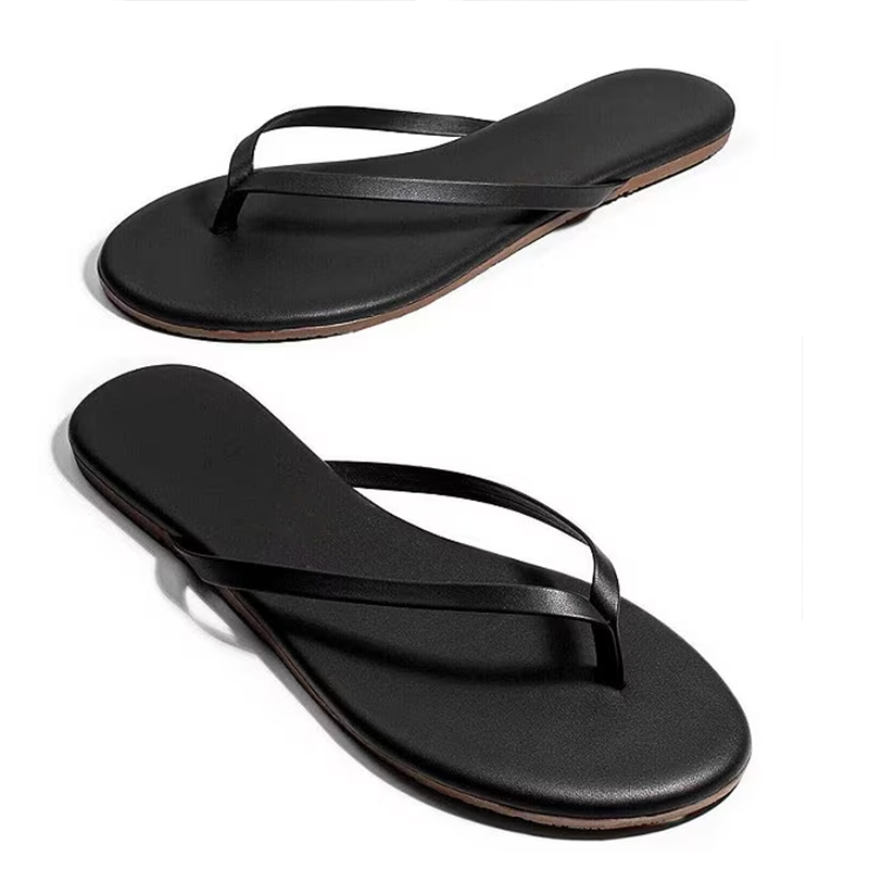 Opp France Simple Flip-flops Flat-soled Non-slip Sandals Black Slippers