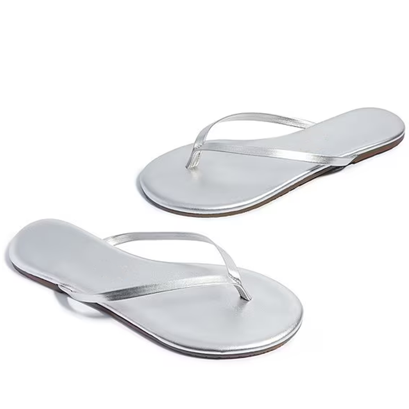 Opp France Simple Flip-flops Flat-soled Non-slip Sandals Silver Slippers