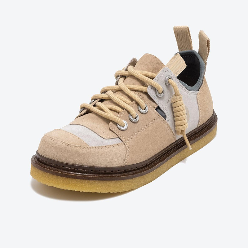 Opp France Splicing Contrast Color Men’s Low-top Casual Shoes Khaki