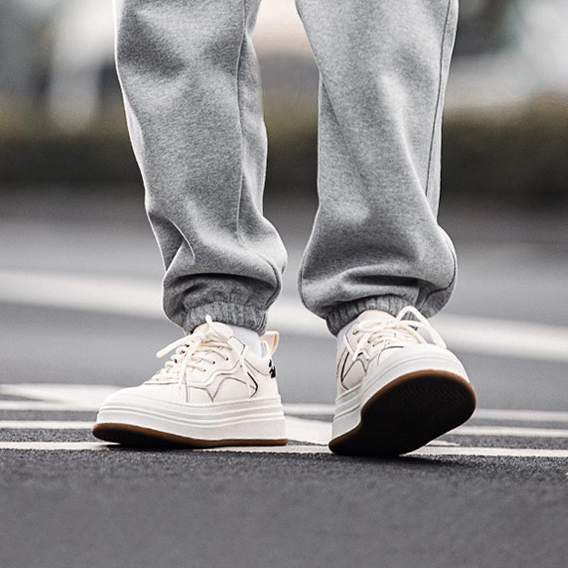 Opp France Textured Leather Patchwork Casual Shoes White