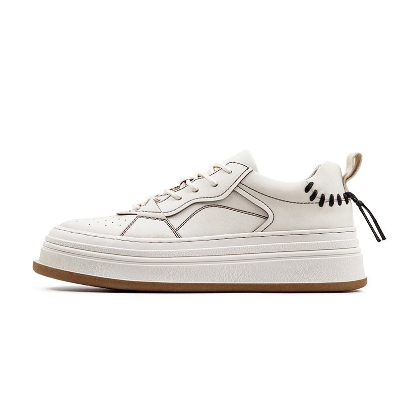 opp france Textured Leather Patchwork Casual Shoes White