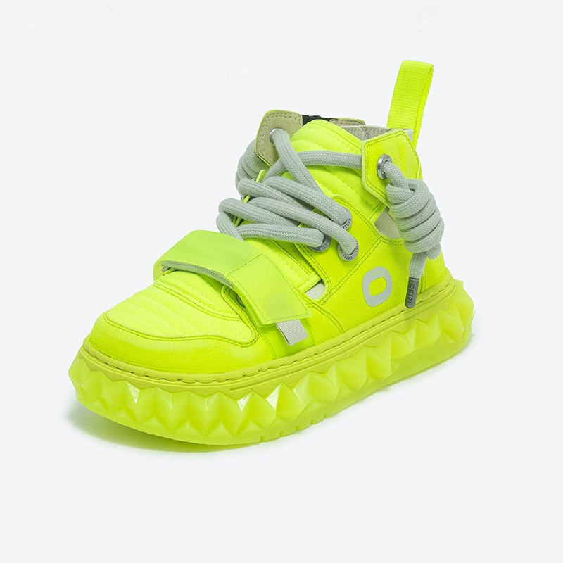 Opp France Thick-soled High-top Women’s Casual Shoes Fluorescent Yellow