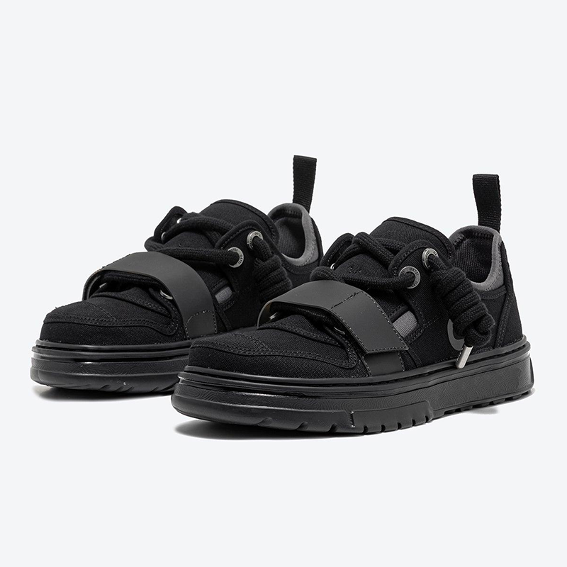 Opp France Thick-soled Low-top Canvas Shoes For Men Black