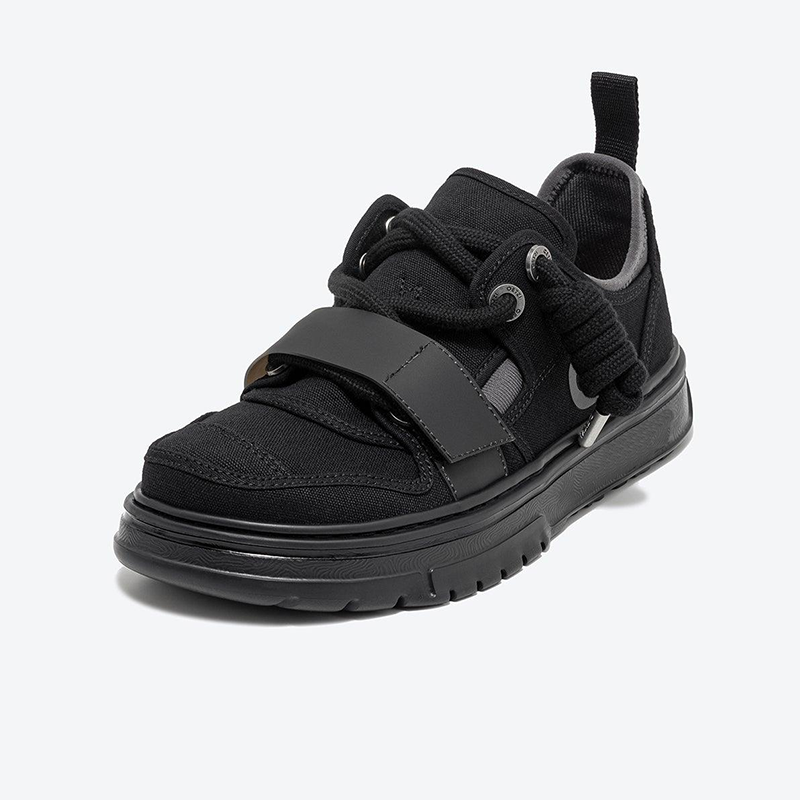 Opp France Thick-soled Low-top Canvas Shoes For Men Black