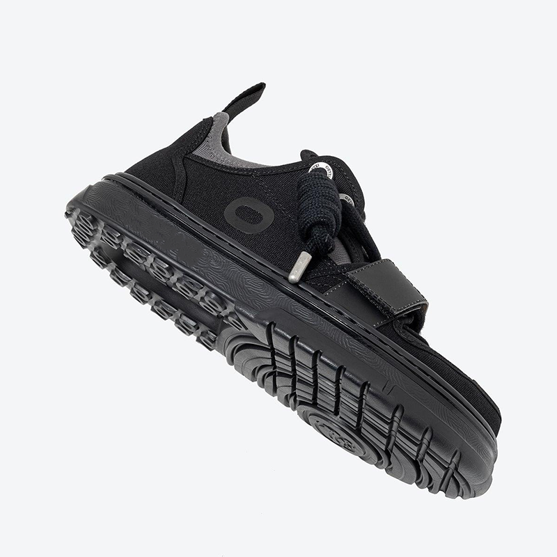 Opp France Thick-soled Low-top Canvas Shoes For Men Black