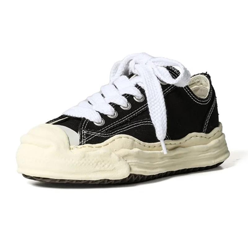 Opp France Unisex Canvas Lace-up Thick-soled Black Casual Shoes