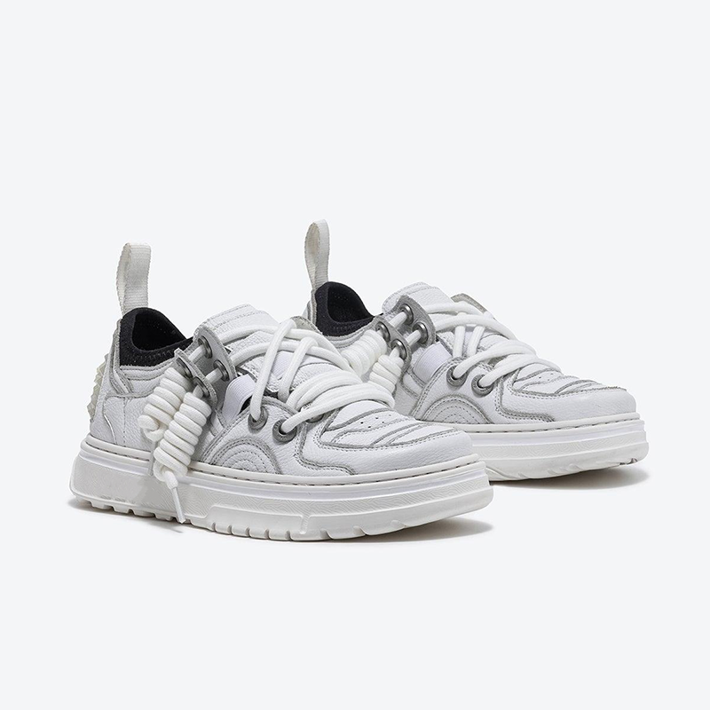 Opp France Unisex Lace-up Trendy And Personalized Cowhide Sneakers White