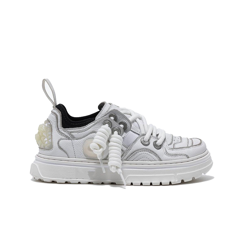 opp france Unisex Lace-up Trendy and Personalized Cowhide Sneakers White