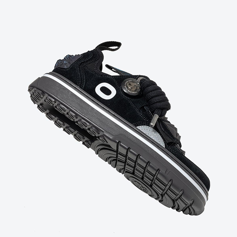 Opp France Unisex Solid Color Lace-up Suede Fashion Sneakers Black