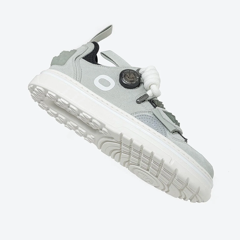 Opp France Unisex Solid Color Lace-up Suede Fashion Sneakers Gray Green