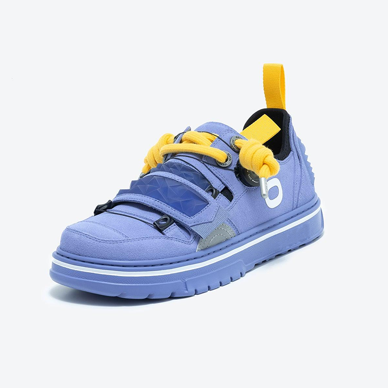 Opp France Unisex Solid Color Lace-up Suede Fashion Sneakers Cyan