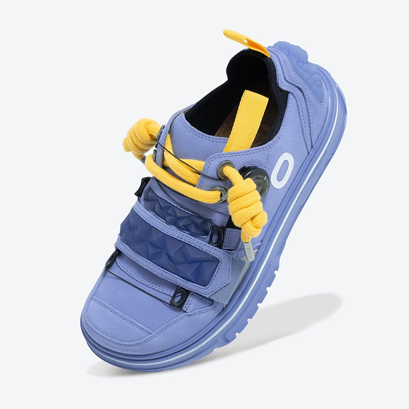 Opp France Unisex Solid Color Lace-up Suede Fashion Sneakers Cyan