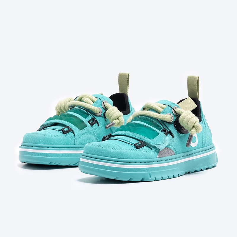 Opp France Unisex Solid Color Lace-up Suede Fashion Sneakers Blue