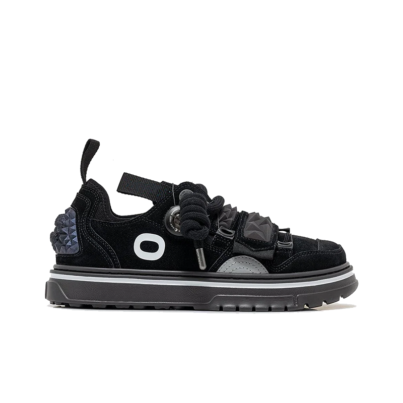 opp france Unisex Solid Color Lace-up Suede Fashion Sneakers Black