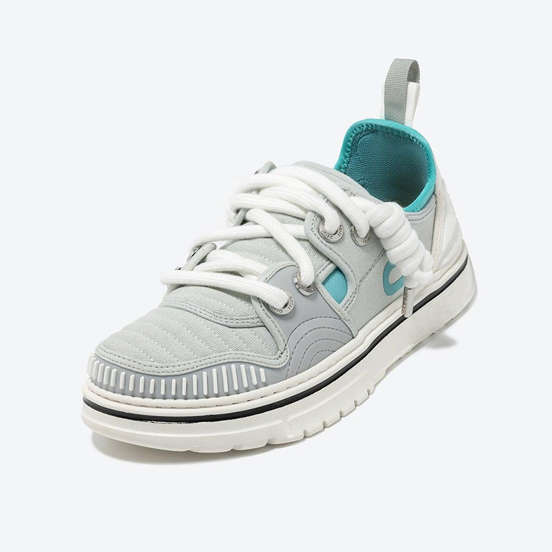 Opp France Unisex Stylish Lace-up Wavy Pattern Casual Shoes Grey