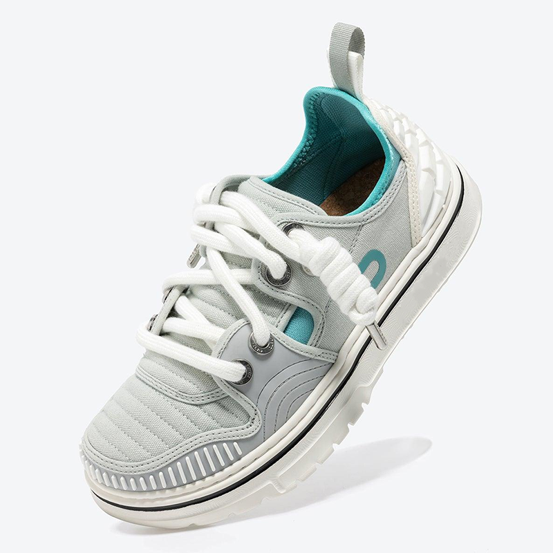 Opp France Unisex Stylish Lace-up Wavy Pattern Casual Shoes Grey