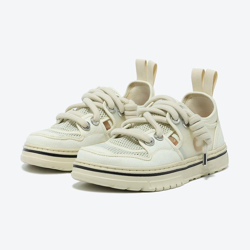 Opp France Unisex Summer Breathable Mesh Lace-up Casual Sneakers Beige