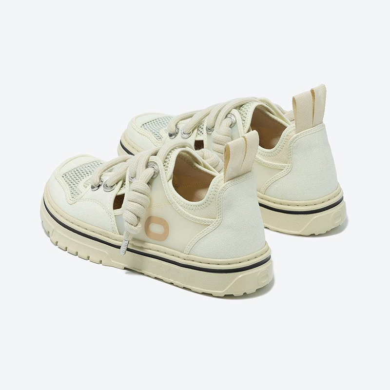 Opp France Unisex Summer Breathable Mesh Lace-up Casual Sneakers Beige