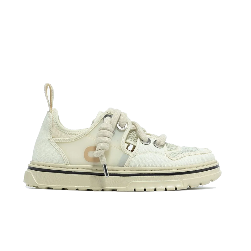 opp france Unisex Summer Breathable Mesh Lace-up Casual Sneakers Beige