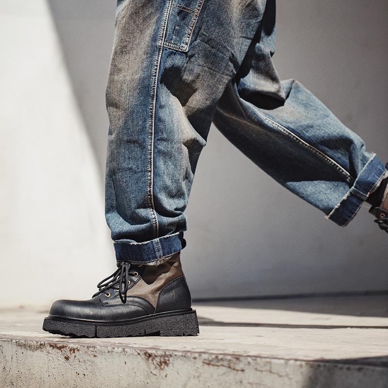 Opp France Vintage Patchwork Thickness Martin Boots Black