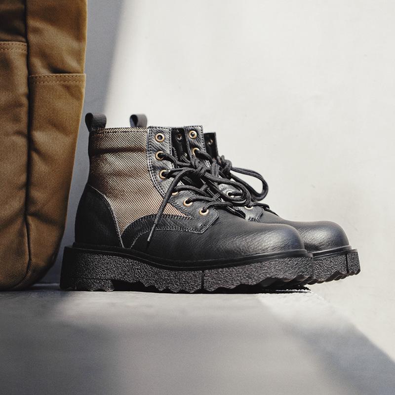 Opp France Vintage Patchwork Thickness Martin Boots Black