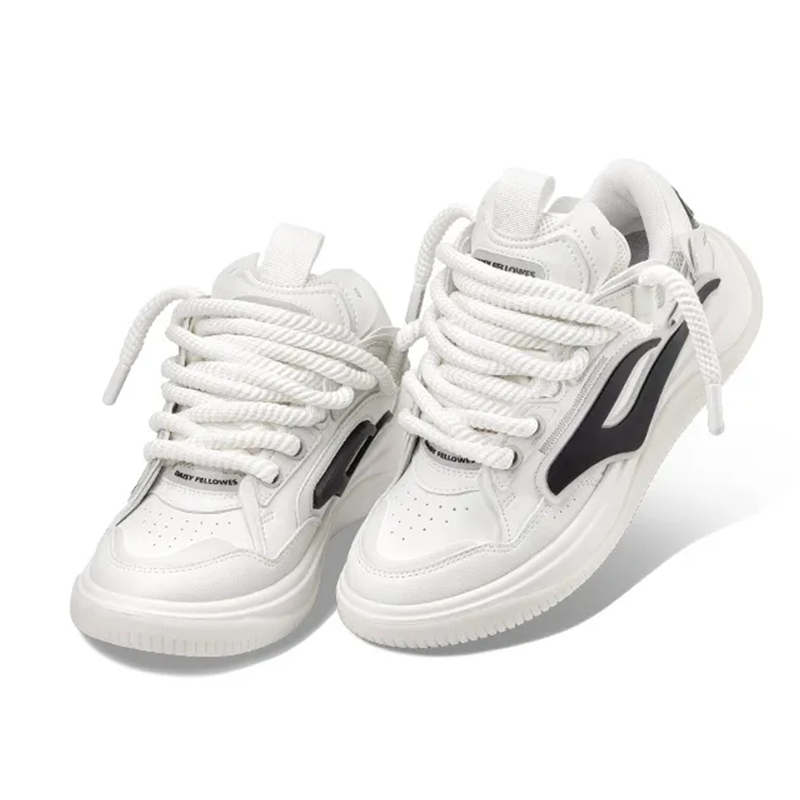 Opp France White And Black Thick Shoelaces Lightweight And Breathable Men’s And Women’s Casual Shoes