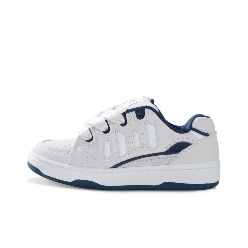 opp france White and blue contrasting splicing breathable and fashionable unisex casual shoes board shoes