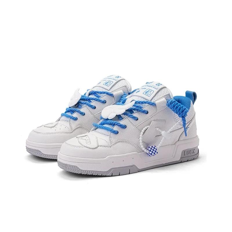 Opp France White And Blue Thick Lace Up Unisex Breathable Casual Shoes Board Shoes