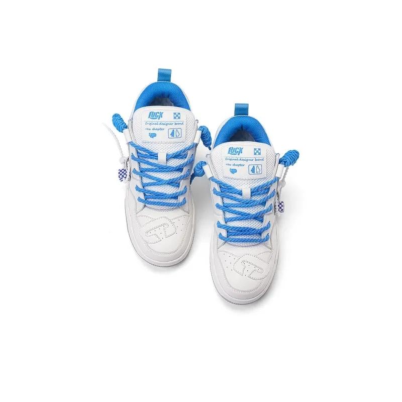 Opp France White And Blue Thick Lace Up Unisex Breathable Casual Shoes Board Shoes