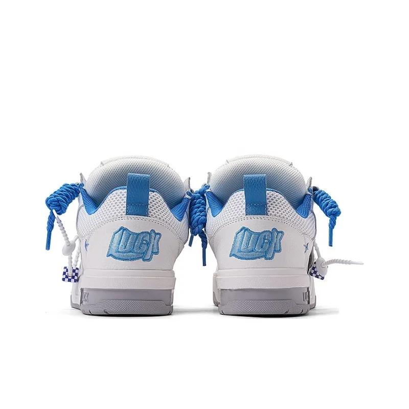 Opp France White And Blue Thick Lace Up Unisex Breathable Casual Shoes Board Shoes