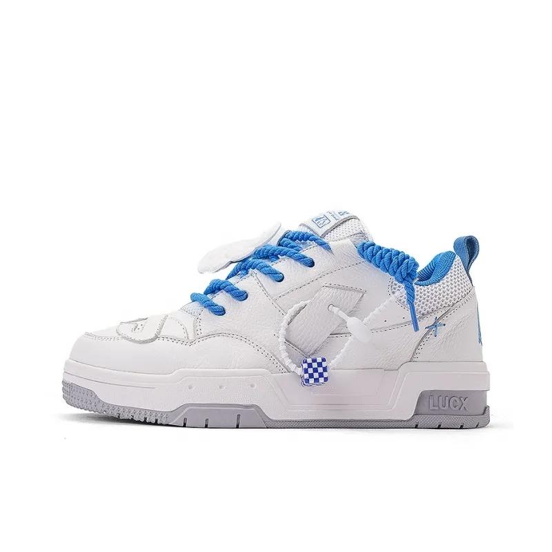 opp france White and blue thick lace up unisex breathable casual shoes board shoes