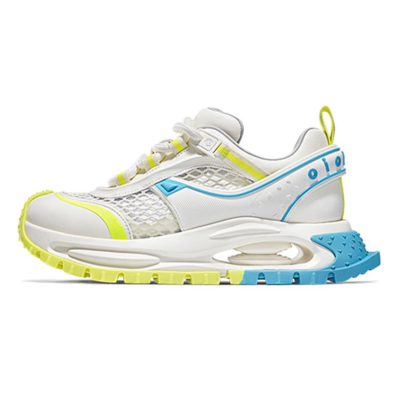opp france White and yellow spring thick sole versatile unisex summer breathable sports and leisure shoes