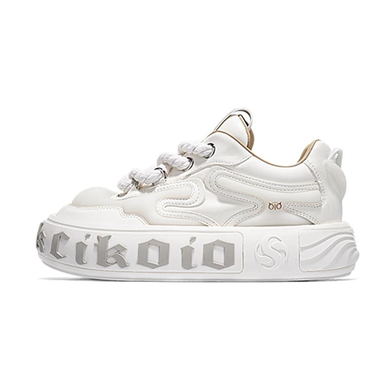 opp france White casual shoes for women versatile high-end niche thick soled board shoes