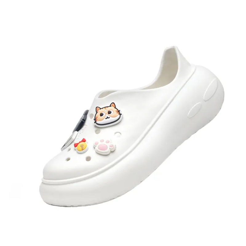 opp france White cute hole shoes thick sole height increasing women’s beach shoes