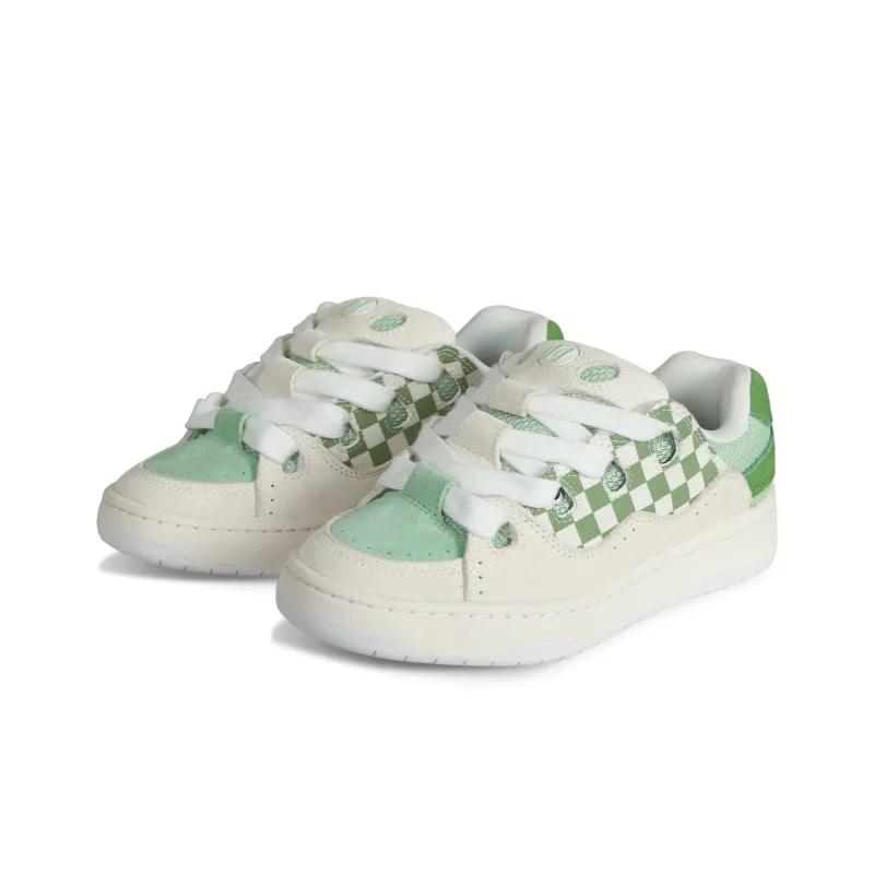 Opp France White Green Checkered Comfortable Unisex Casual Shoes