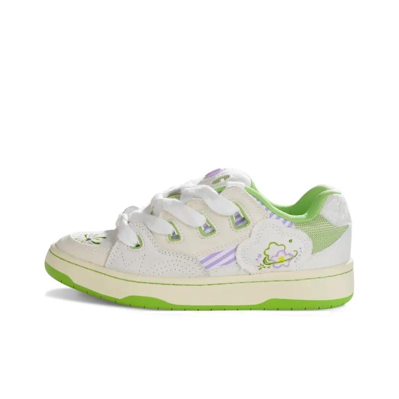 opp france White green fresh floral casual shoes for both men and women