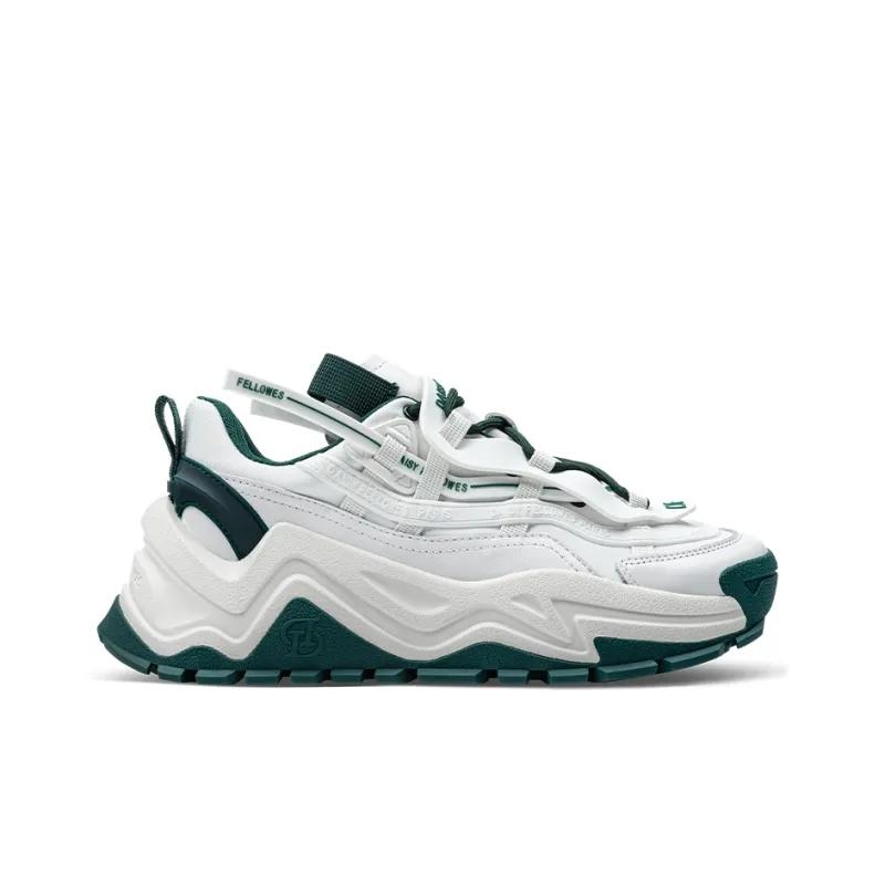 Opp France White Green Unisex Sports Fashion Trend High Rise Thick Soled Casual Shoes