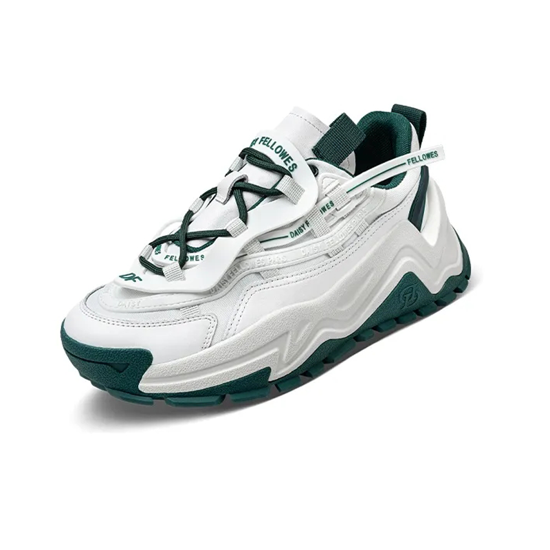 Opp France White Green Unisex Sports Fashion Trend High Rise Thick Soled Casual Shoes