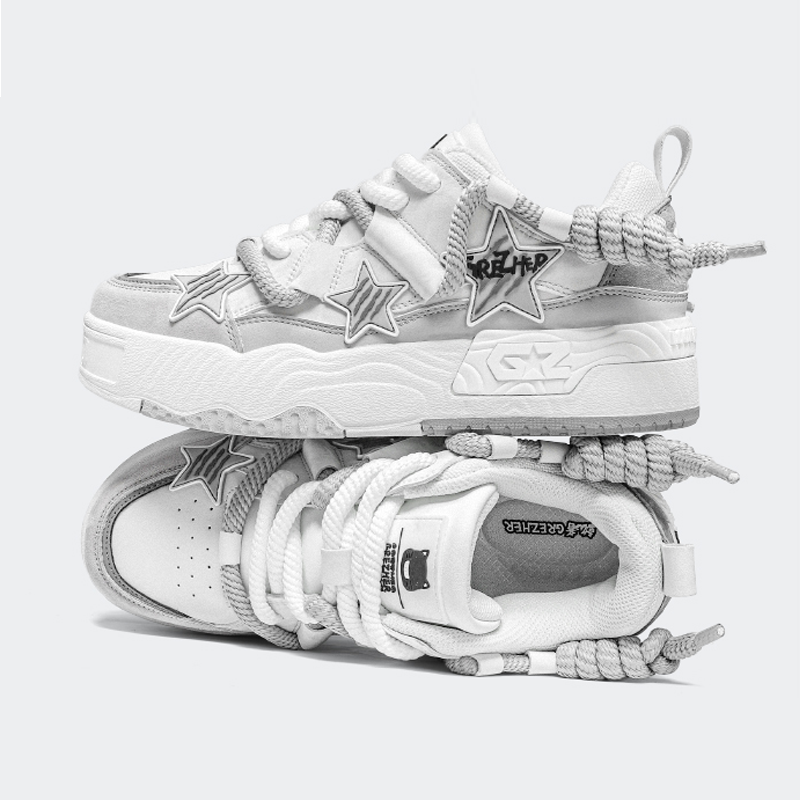 Opp France White Grey Unisex Couple Casual Fashion Shoes Personalized Star Sneakers