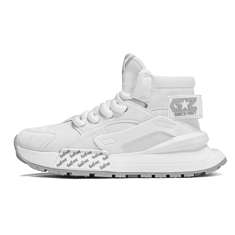 opp france White high top lace up fashionable and versatile men’s casual shoes