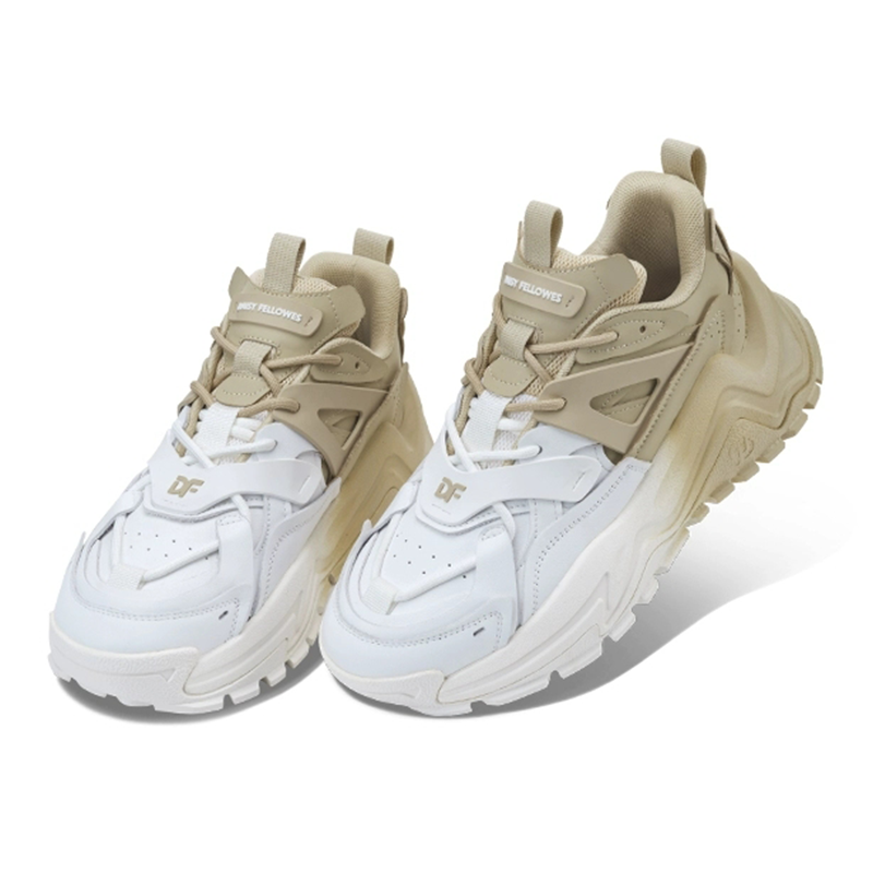 Opp France White Khaki Thick Sole Height Increasing Retro Sports And Casual Shoes For Men And Women