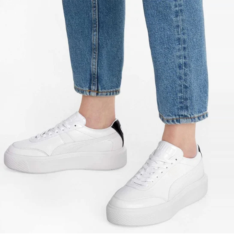 Opp France White Lace-up Thick-soled Height-enhancing Casual Shoes For Women