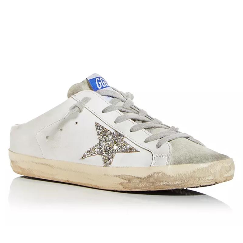 opp france White low-top sequined star lace-up men’s casual shoes