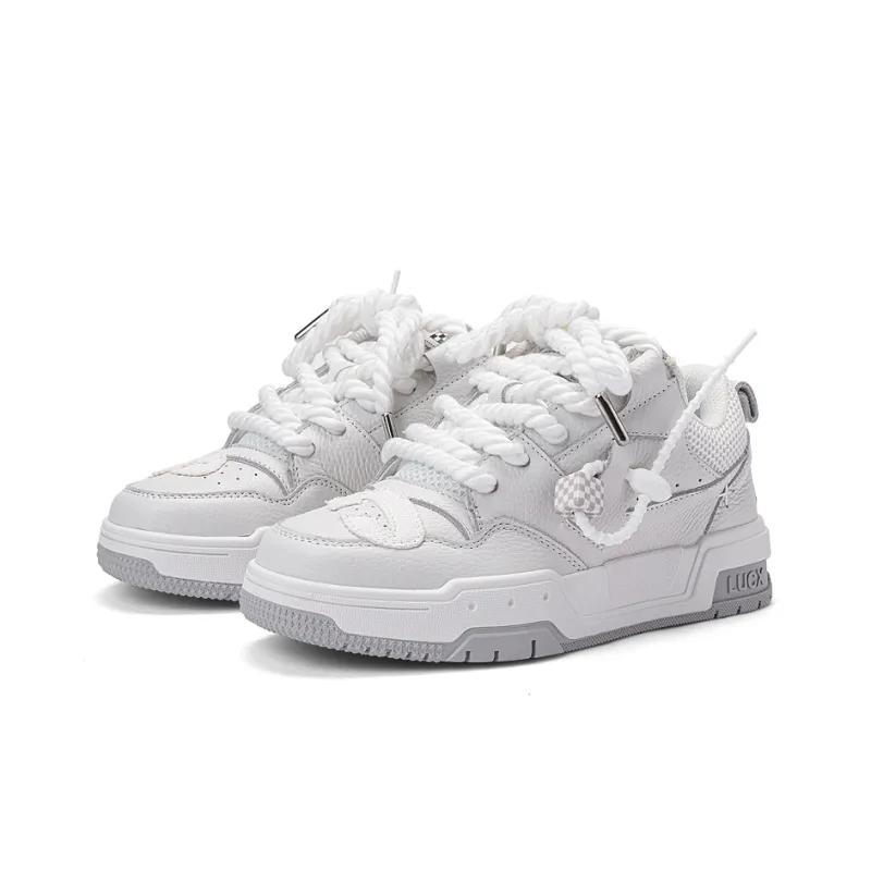 Opp France White Retro Thick Soled Trendy Unisex Board Shoes