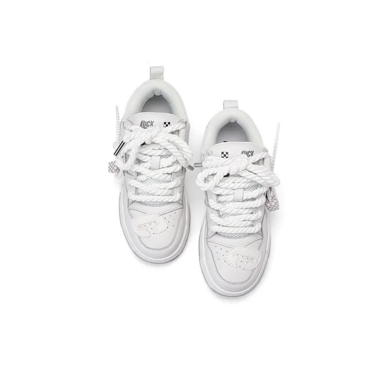 Opp France White Retro Thick Soled Trendy Unisex Board Shoes