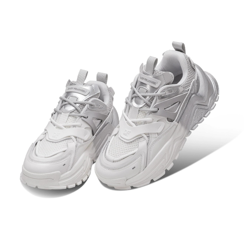 Opp France White Silver Thick Sole Height Increasing Retro Sports And Casual Shoes For Men And Women