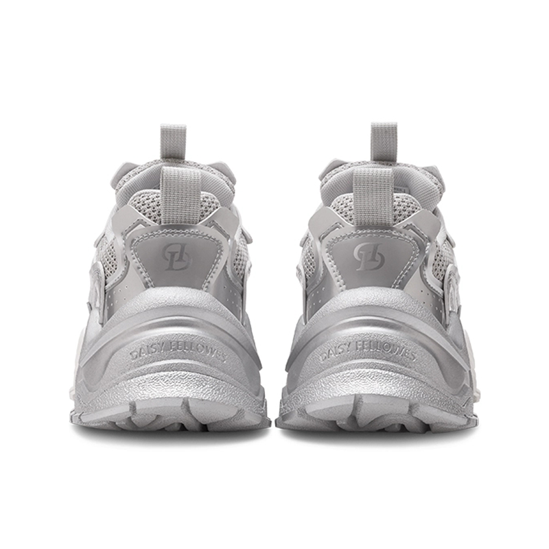 Opp France White Silver Thick Sole Height Increasing Retro Sports And Casual Shoes For Men And Women