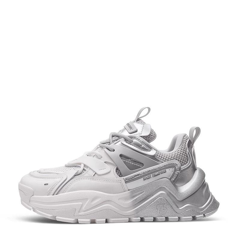 opp france White silver thick sole height increasing retro sports and casual shoes for men and women